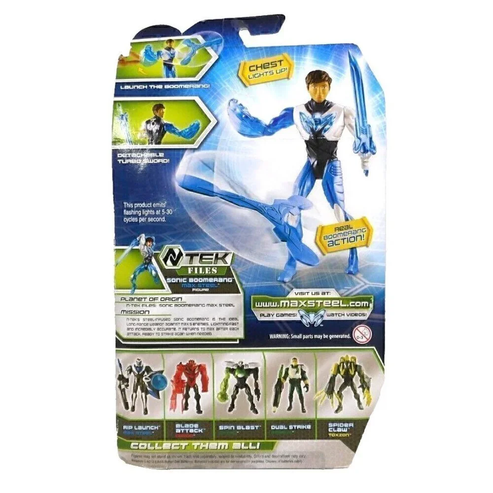 MAX STEEL Tek Sonic Boomerang light up action figure MATTEL 2013 NEW PKG DAMAGED
